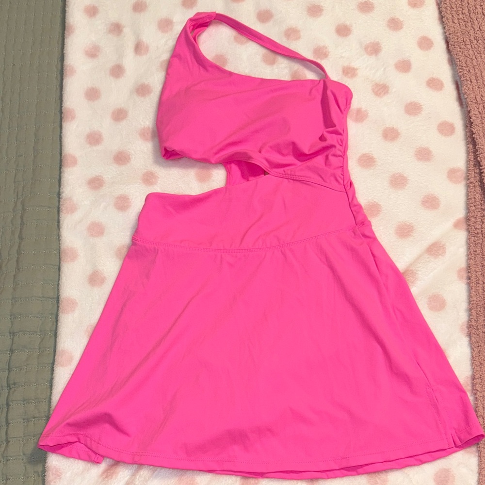 Pink One-Shoulder Cutout Active Dress